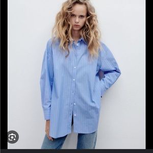 Zara oversized button down shirt XS NWT